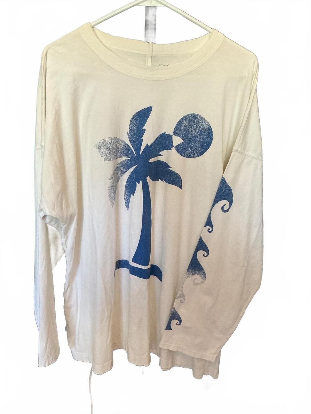 #FP017 Free People x Midnight Rider — Palm Tree Long Sleeve Tee, size XL